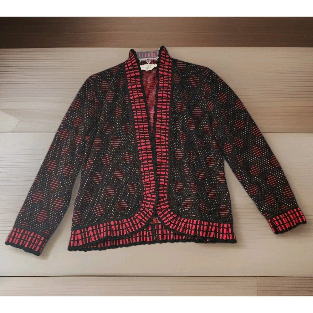 BRENDA FRENCH for FRENCH RAGS Vintage Open Front Romantic Luxury Cardigan Size L